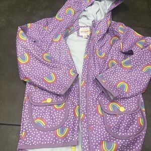 Girls Purple Rainbow Polka Dot Raincoat